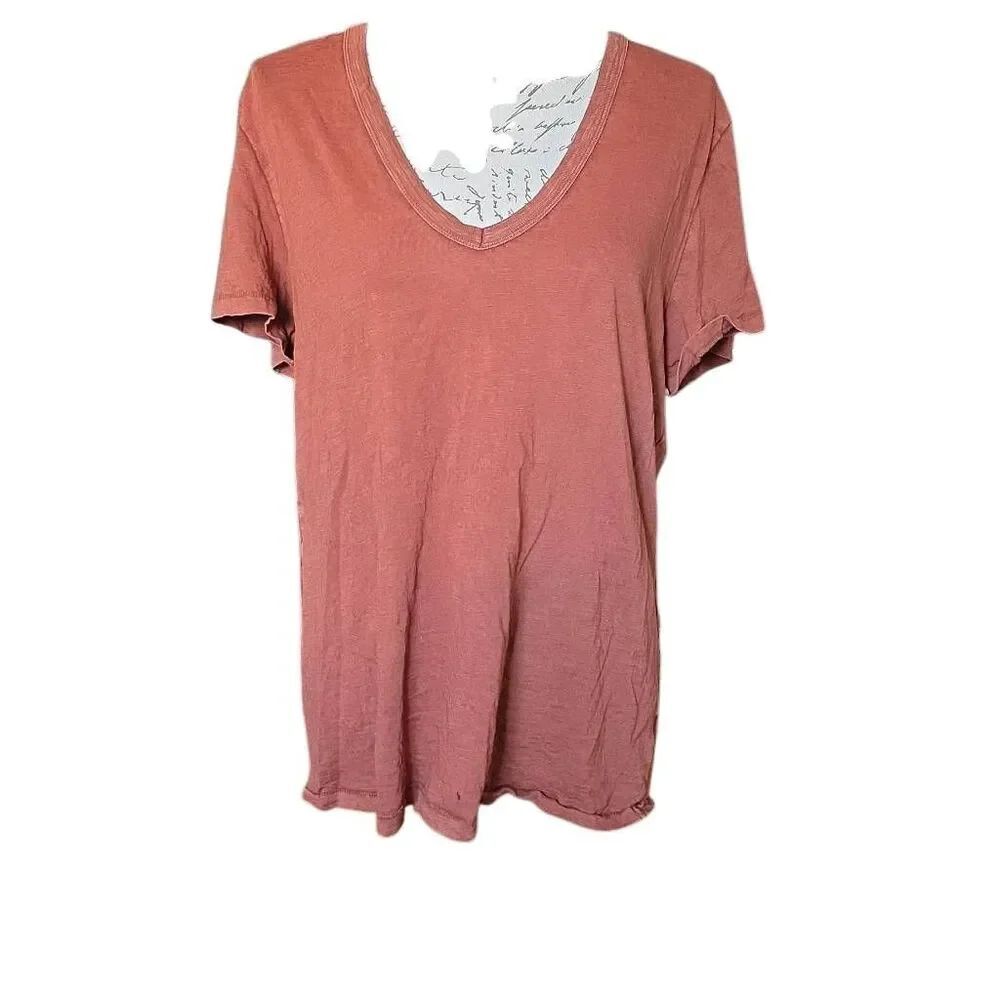 Universal Thread Women's Size Large Rust Brown V-Neck Short Sleeve T-shirt